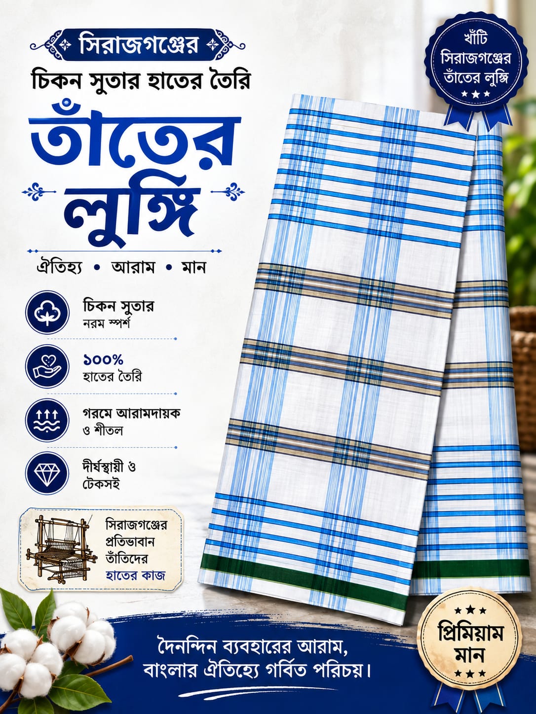 সিরাজগঞ্জের চিকন সুতার হাতের তৈরী তাঁতের লঈী